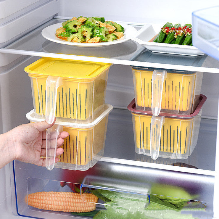 Refrigerator Double-layer Fruit And Vegetable Food Storage Container With Lid Drain And Refrigerate Mein Shop