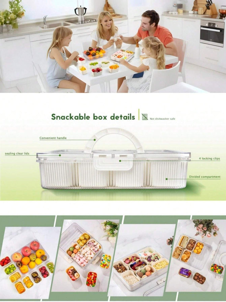 Divided Snack Box With Lid Clear Food Storage Container With Colorful Compartments  Reusable Bento Organizer For Snacks Fruits Nuts And Meal Prep Mein Shop