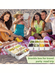 Divided Snack Box With Lid Clear Food Storage Container With Colorful Compartments  Reusable Bento Organizer For Snacks Fruits Nuts And Meal Prep Mein Shop