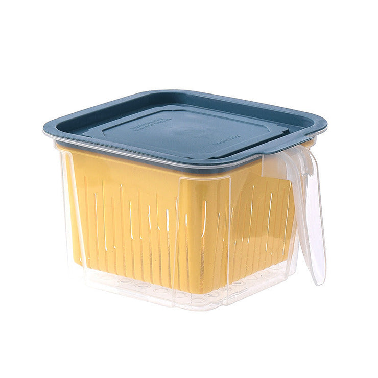 Refrigerator Double-layer Fruit And Vegetable Food Storage Container With Lid Drain And Refrigerate Mein Shop