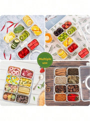 Divided Snack Box With Lid Clear Food Storage Container With Colorful Compartments  Reusable Bento Organizer For Snacks Fruits Nuts And Meal Prep Mein Shop