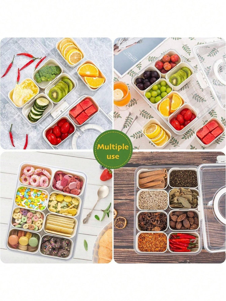 Divided Snack Box With Lid Clear Food Storage Container With Colorful Compartments  Reusable Bento Organizer For Snacks Fruits Nuts And Meal Prep Mein Shop