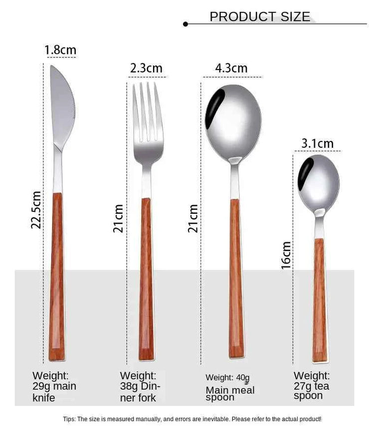 Kitchen Accessories Supplies 3pcs Reusable Wood Stainless Steel Cutlery Forks/spoons/cutlery 4 Kinds of