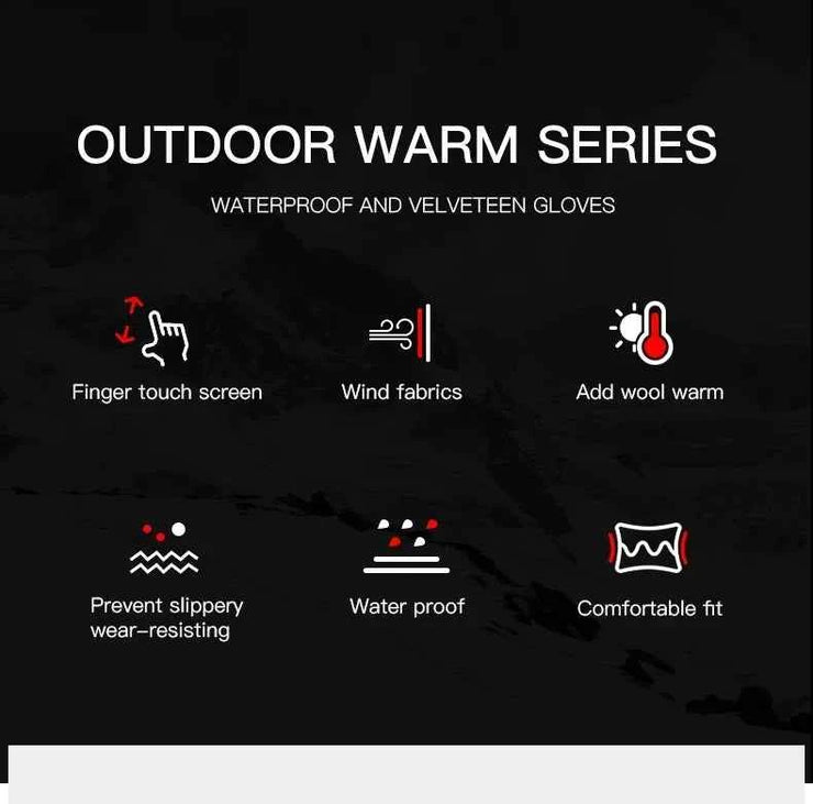 Autumn Winter Outdoor Cycling Gloves Gym Fitness Sports Running Warm Touch Screen Nonslip Gloves Motorcycle Gloves Men Black