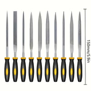 Premium Needle File Set - High-Carbon Steel Files with Non-Slip Ergonomic Handles for Precise Filing on Wood, Plastic, Model
