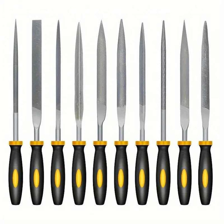 Premium Needle File Set - High-Carbon Steel Files with Non-Slip Ergonomic Handles for Precise Filing on Wood, Plastic, Model