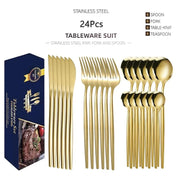 Kitchen Cutlery Sets Stainless Flatware Mirror Polished Design for Parties Birthdays Weddings Can give to Friends and Relatives