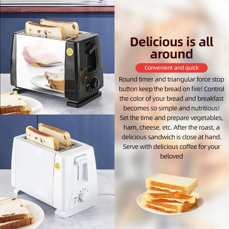 Toaster 2 Slice Wide Slot with 6 Preset Temperature and Timing Small Stainless Steel Bread Toaster with Manual Stop Mein Shop