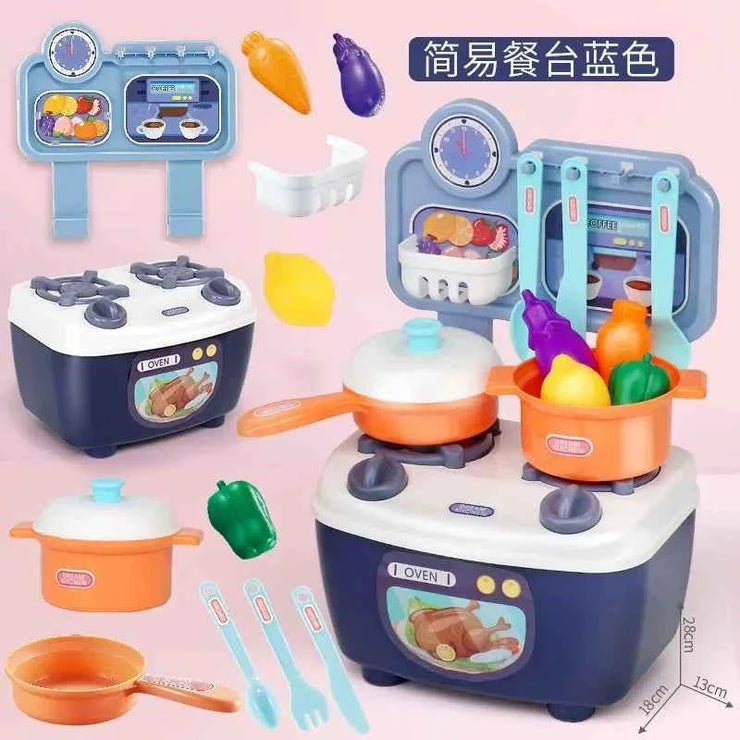 Kitchen Toys Imitated Chef Light Music Pretend Cooking Food Play Dinnerware Set Safe Cute Children Girl Toy Gift Fun Game Gifts