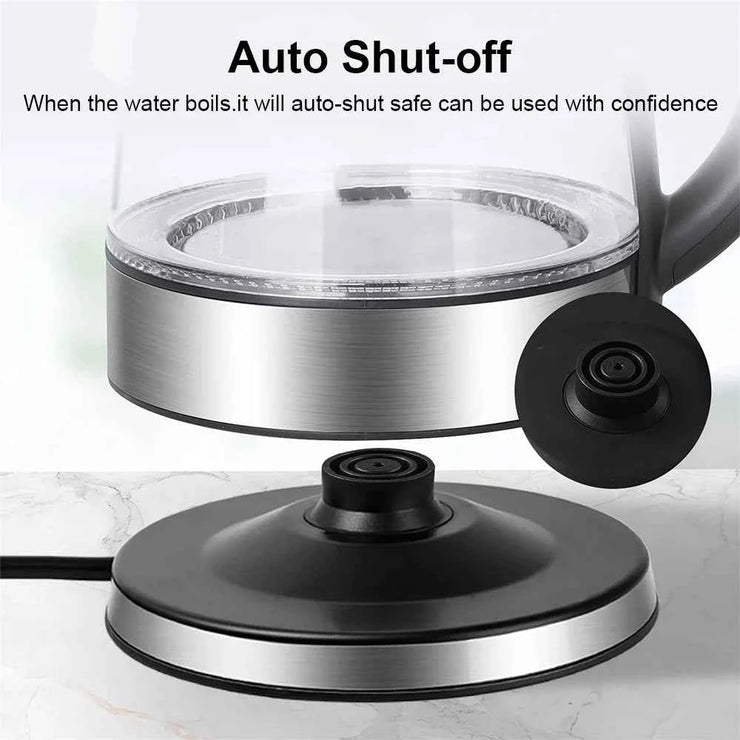 2L Larger Capacity Electric Kettle 220V Glass Tea Kettle Home Kitchen Water Heater 1500-1800W EU/UK Plug Water Boiler