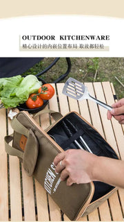 Outdoor Camping Kitchenware 8-Piece Set Comes with A Full Set of Thickened Cookware Storage Kit Cutlery Camping Supplies Tools