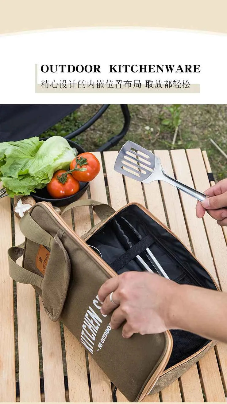 Outdoor Camping Kitchenware 8-Piece Set Comes with A Full Set of Thickened Cookware Storage Kit Cutlery Camping Supplies Tools
