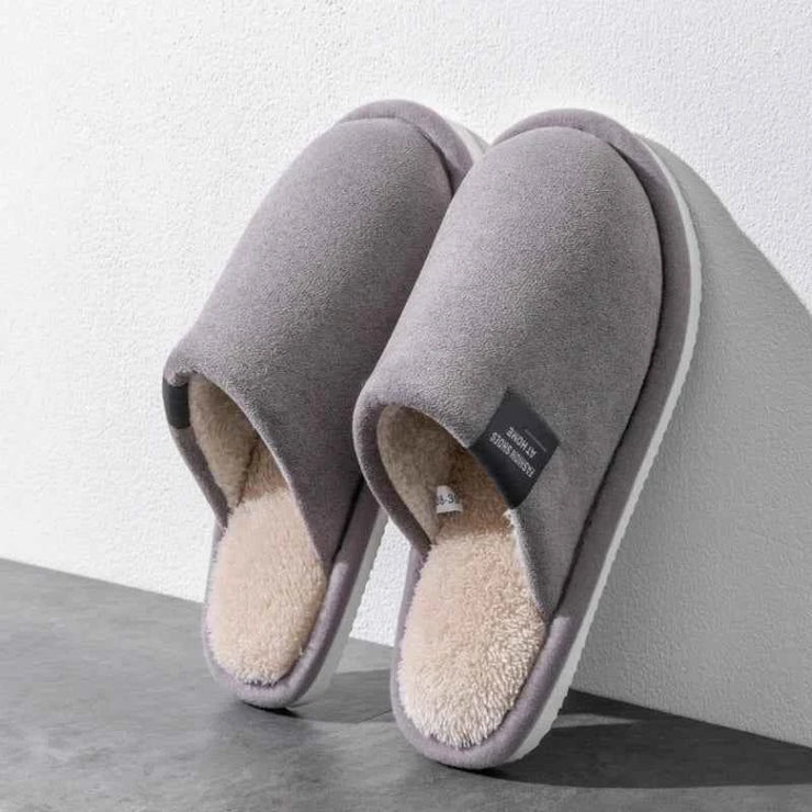 Household Indoor Men's Slippers Autumn and Winter Home Floor for Guests Lightweight Quiet Non-slip Suede Fabric Couple's Shoes