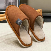 Household Indoor Men's Slippers Autumn and Winter Home Floor for Guests Lightweight Quiet Non-slip Suede Fabric Couple's Shoes
