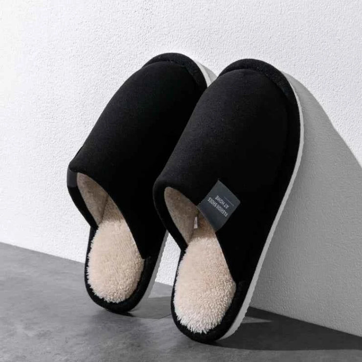 Household Indoor Men's Slippers Autumn and Winter Home Floor for Guests Lightweight Quiet Non-slip Suede Fabric Couple's Shoes