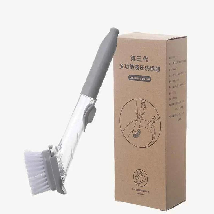 Kitchen Long Handle Cleaning Brush Automatic Liquid Dispenser Dishwashing Sponge Cleaning Brush Scrubber Kitchen Cleaning Tools