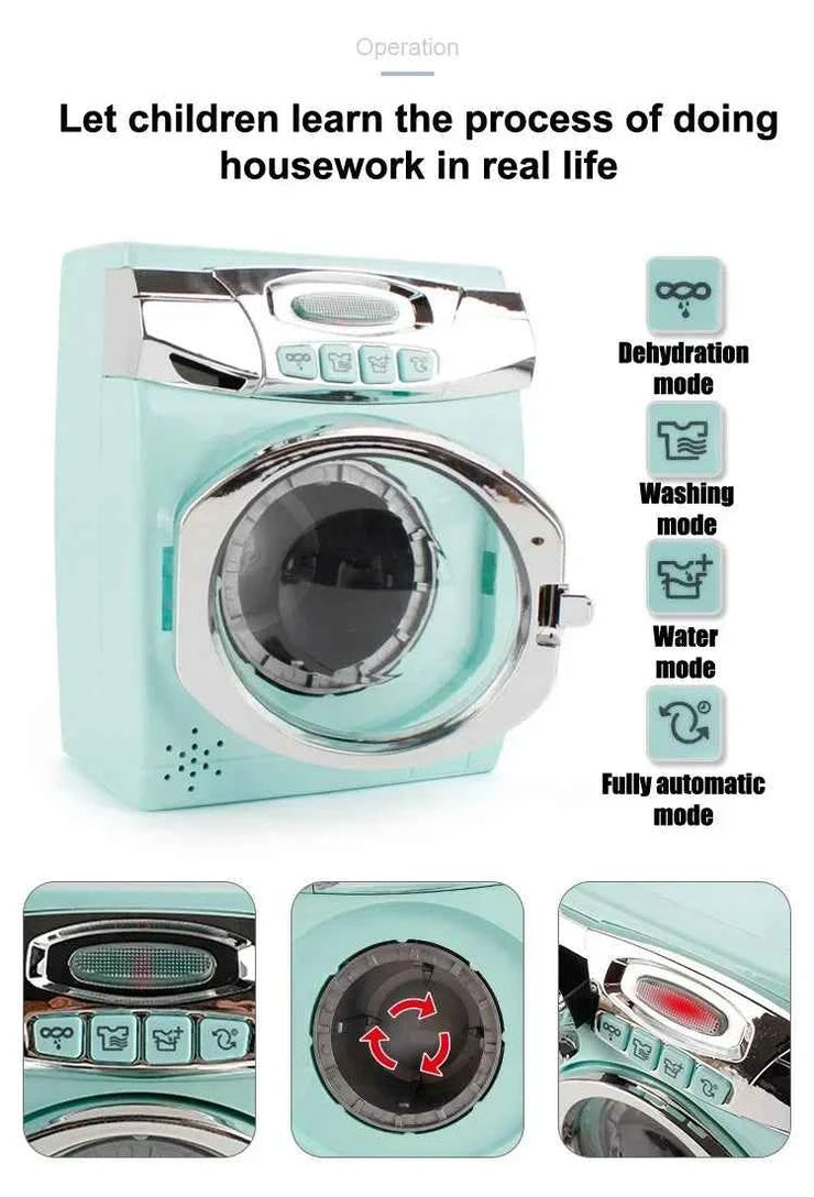 Kitchen Toys Set Kids Pretend Play Home Appliances Washing Machine Toaster Microwave Juicer Egg Cooker Girls Boys Play House Toy