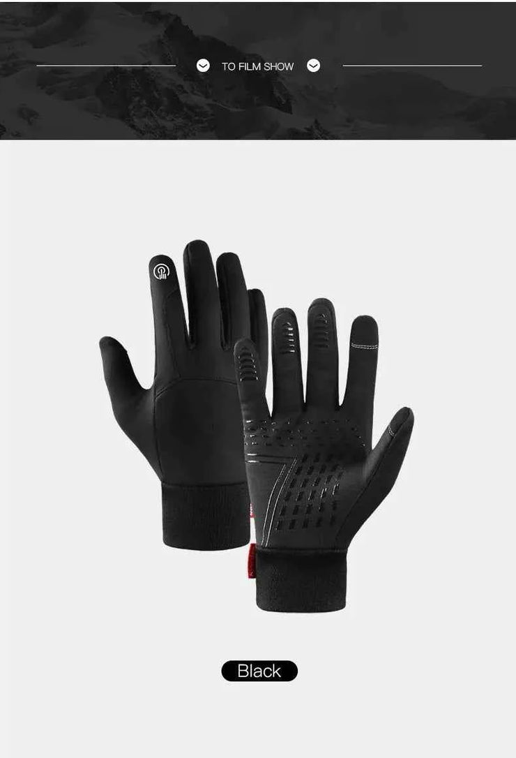 Autumn Winter Outdoor Cycling Gloves Gym Fitness Sports Running Warm Touch Screen Nonslip Gloves Motorcycle Gloves Men Black