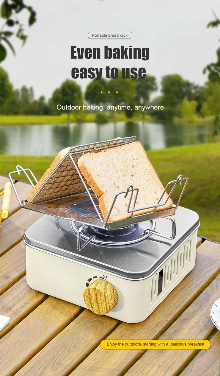 WESTTUNE Outdoor Multi-Purpose Toast Grill Portable Bread Toasters Folding Camping Stove Toaster for Hiking Garden Picnic Beach