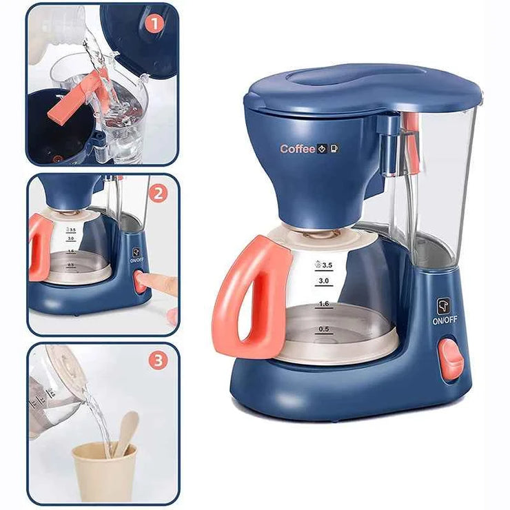 Kids Pretend Play Kitchen Home Appliances Set Toy Household Coffee Maker Mixer Toaster Vacuum Cleaner Playset for Children Gifts