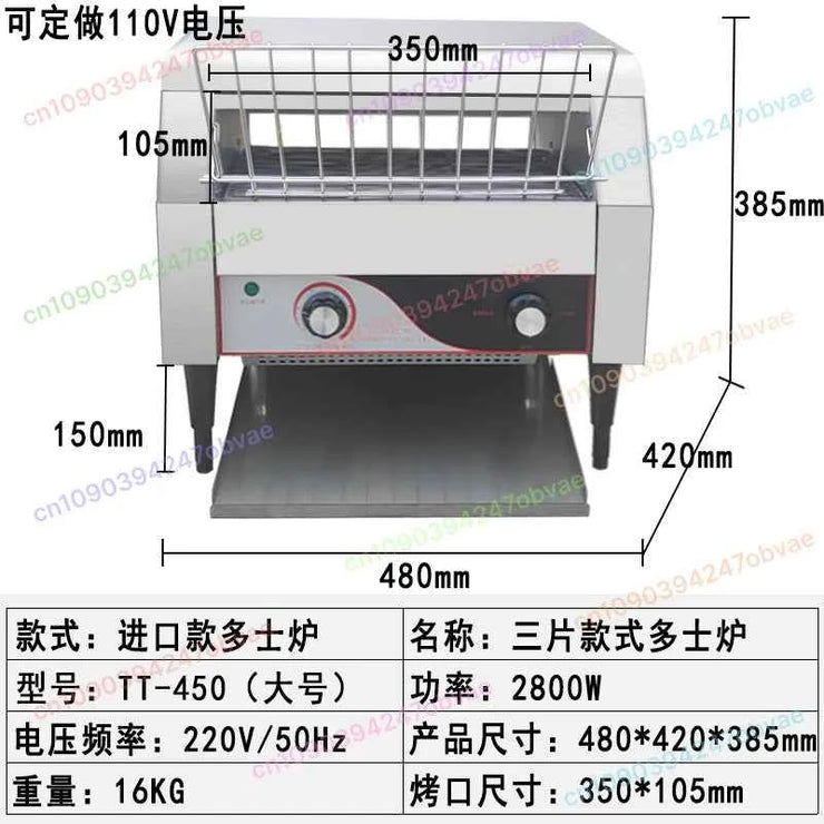 Chain Toaster Commercial Crawler Square Charter Turtle Driver Roaster Automatic Hotel Breakfast Toaster