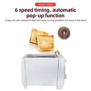 Toaster 2 Slice Wide Slot with 6 Preset Temperature and Timing Small Stainless Steel Bread Toaster with Manual Stop Mein Shop