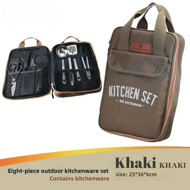Outdoor Camping Kitchenware 8-Piece Set Comes with A Full Set of Thickened Cookware Storage Kit Cutlery Camping Supplies Tools