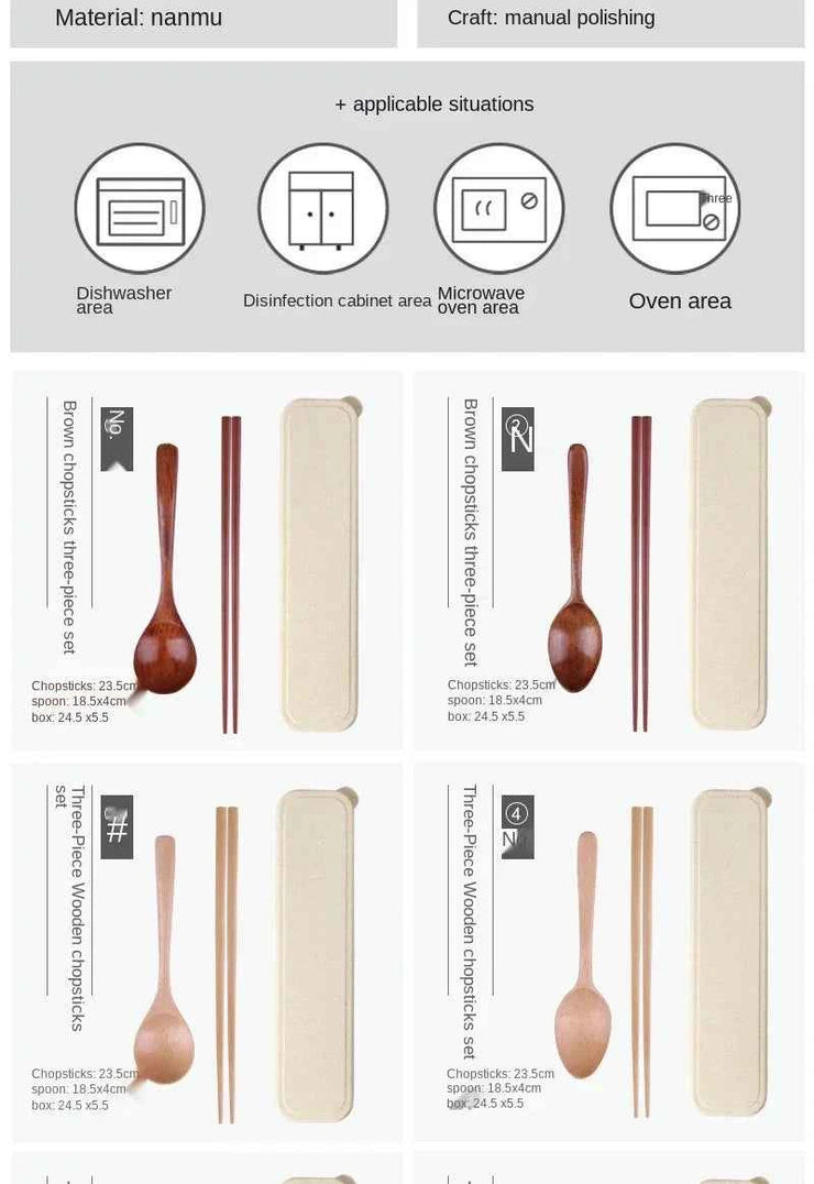 Handmade Dinnerware Cutlery for Kitchen, Wooden Spoon & Fork Dinner Kit for Rice, Soups, Cereal, Home Tableware