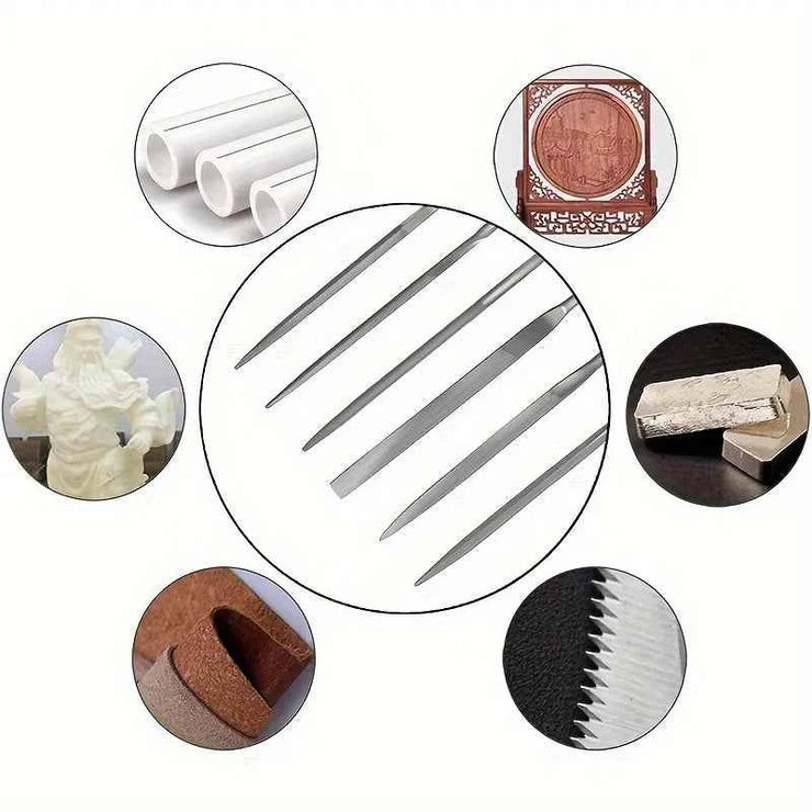 Premium Needle File Set - High-Carbon Steel Files with Non-Slip Ergonomic Handles for Precise Filing on Wood, Plastic, Model