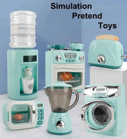 Kitchen Toys Set Kids Pretend Play Home Appliances Washing Machine Toaster Microwave Juicer Egg Cooker Girls Boys Play House Toy