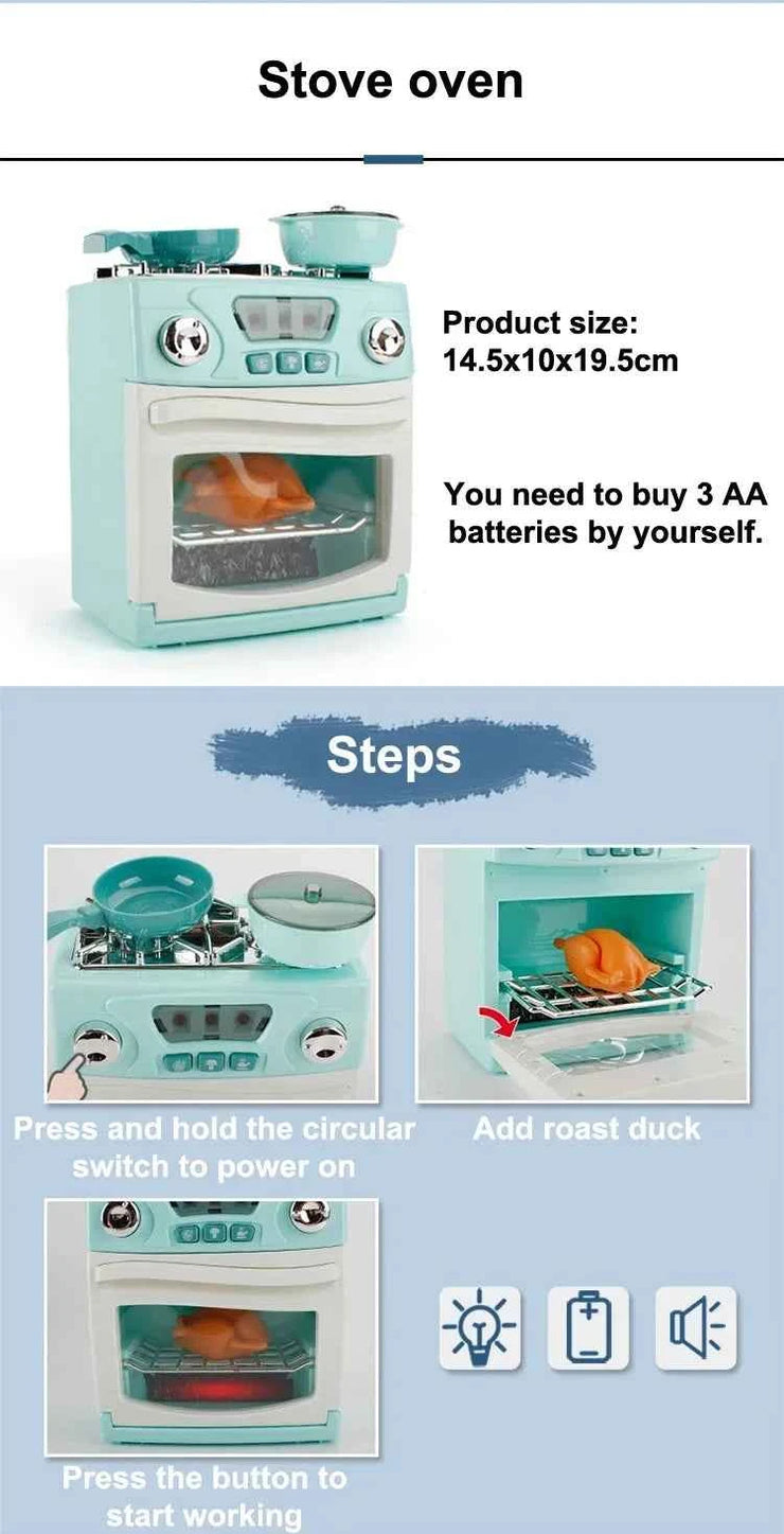 Kitchen Toys Set Kids Pretend Play Home Appliances Washing Machine Toaster Microwave Juicer Egg Cooker Girls Boys Play House Toy