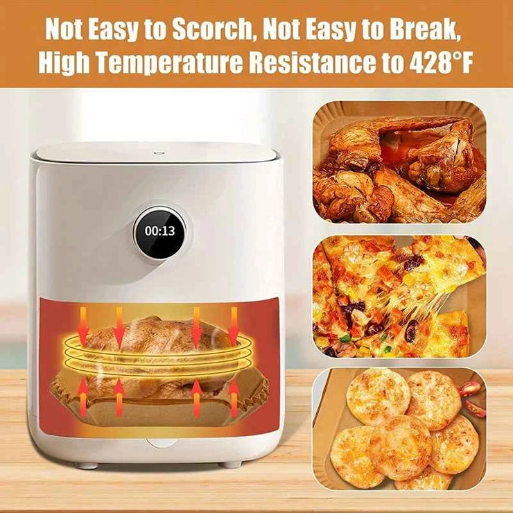 Air Fryer Paper Liners Disposable Oil-Proof Waterproof Baking Paper Round Square And Rectangle Parchment Kitchen Party Supplies
