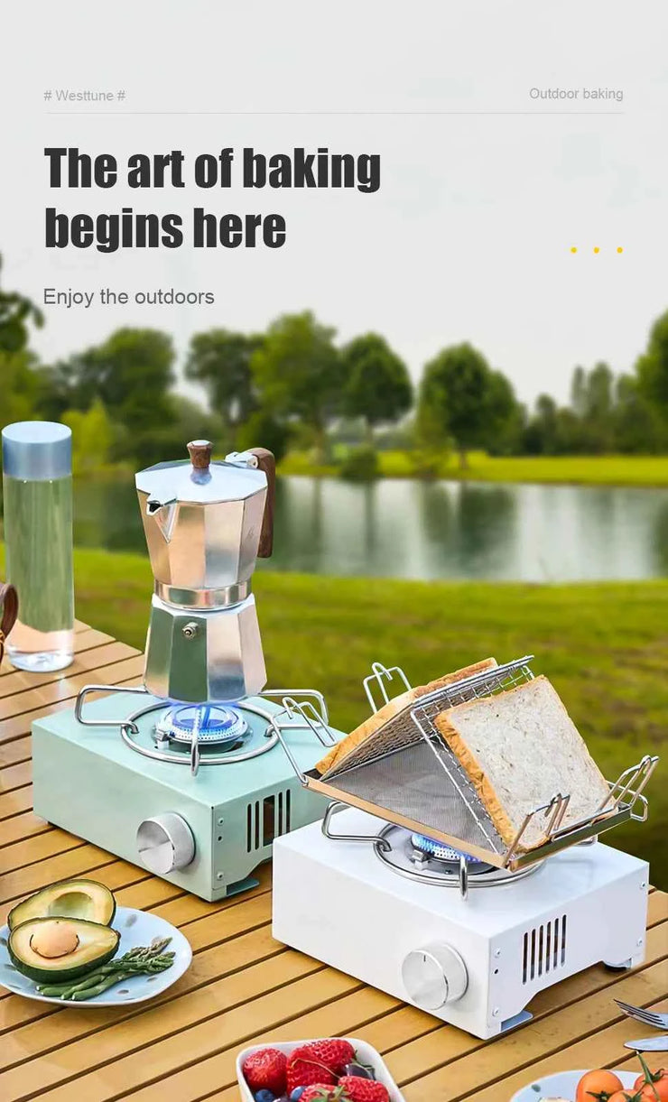 WESTTUNE Outdoor Multi-Purpose Toast Grill Portable Bread Toasters Folding Camping Stove Toaster for Hiking Garden Picnic Beach