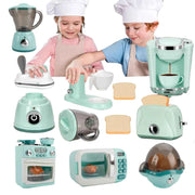 Kitchen Toys Set Kids Pretend Play Home Appliances Washing Machine Toaster Microwave Juicer Egg Cooker Girls Boys Play House Toy