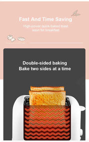110V/220V Home Toaster 6 Modes 2 Slice Bread Toast Maker Automatic Breakfast Machine One-Click Operation Sandwich Maker 2023 New