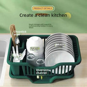 Dish Drying Rack Kitchen Utensils Drainer Rack with Drain Board Countertop Dinnerware Plates Bowls Chopsticks Spoons Organizer