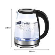 2L Larger Capacity Electric Kettle 220V Glass Tea Kettle Home Kitchen Water Heater 1500-1800W EU/UK Plug Water Boiler