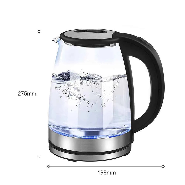 2L Larger Capacity Electric Kettle 220V Glass Tea Kettle Home Kitchen Water Heater 1500-1800W EU/UK Plug Water Boiler