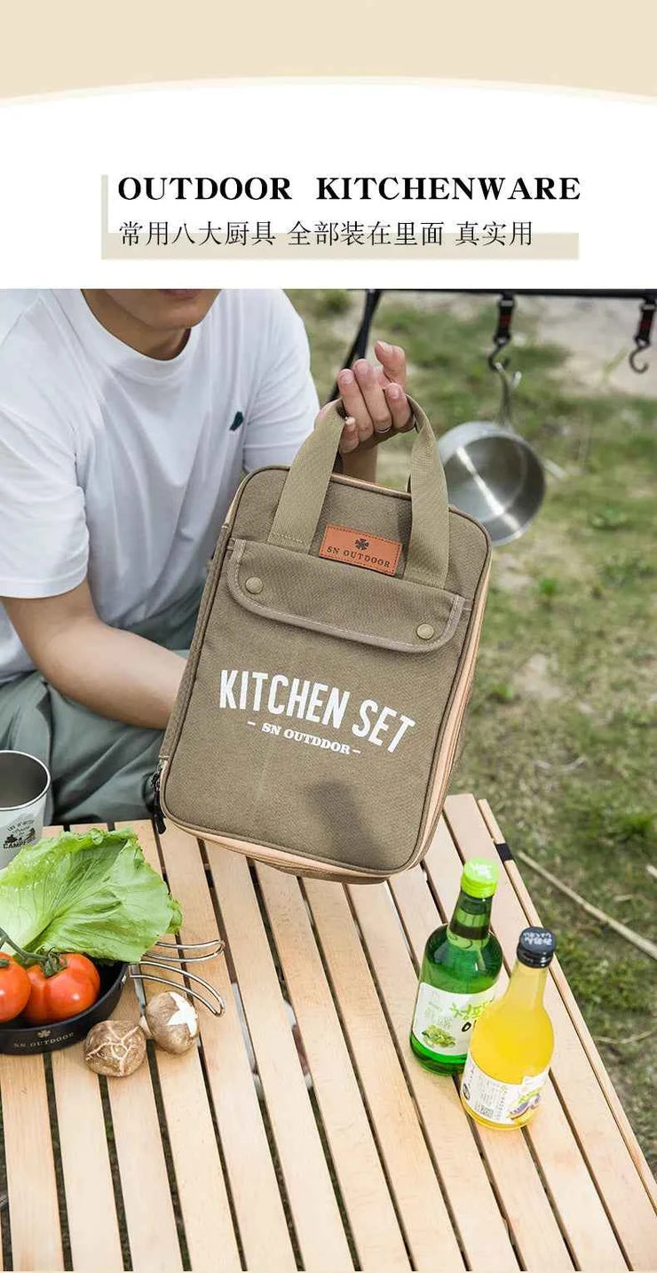 Outdoor Camping Kitchenware 8-Piece Set Comes with A Full Set of Thickened Cookware Storage Kit Cutlery Camping Supplies Tools