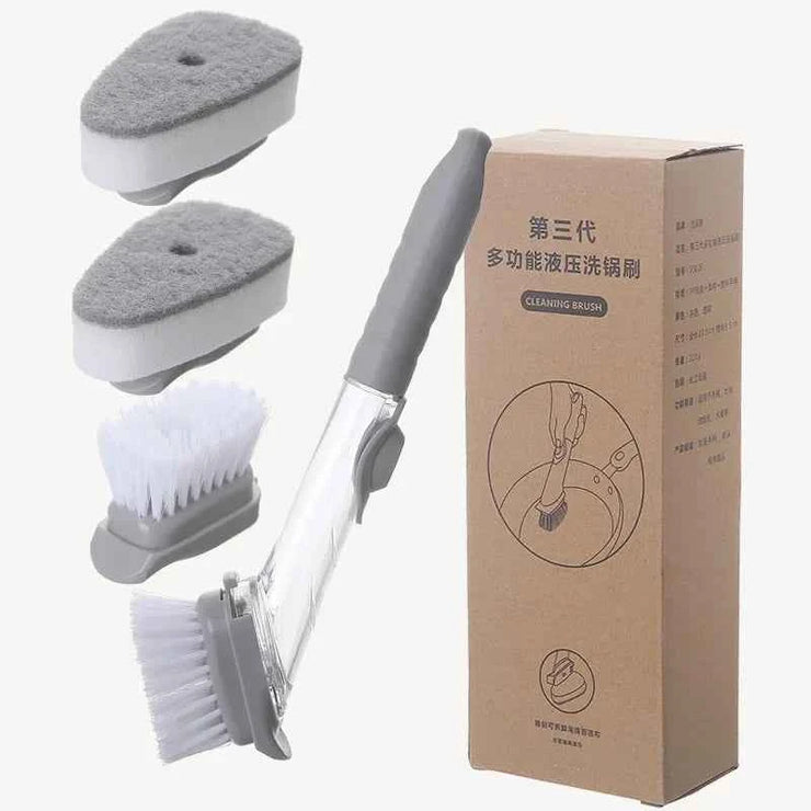 Kitchen Long Handle Cleaning Brush Automatic Liquid Dispenser Dishwashing Sponge Cleaning Brush Scrubber Kitchen Cleaning Tools