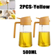 2in1 500ml Plastic Spray Oil Sprayer Bottle Spray Oil Dispenser Oil Jar Cruet BBQ Kitchen Baking Roasting Picnic Kitchen Tool