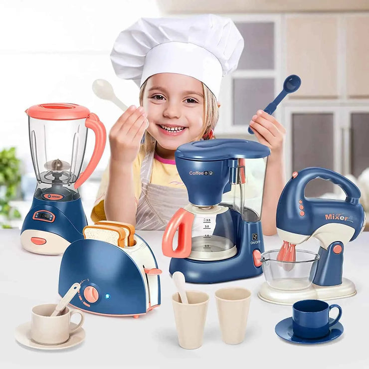 Interactive Electric Kitchen Playset Kids Children Mini Simulation Household Appliances Light Toy Gift Pretend Cooking Role Play