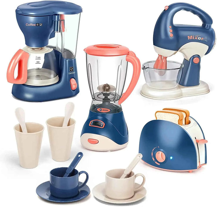 Interactive Electric Kitchen Playset Kids Children Mini Simulation Household Appliances Light Toy Gift Pretend Cooking Role Play