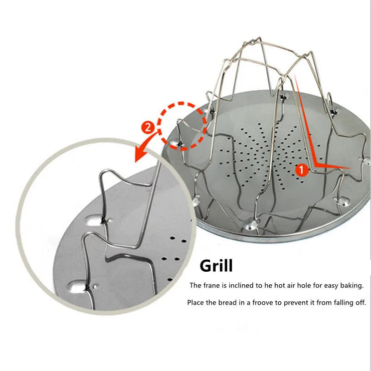 Toaster Rack Simple Portable Stainless Steel Toast Rack Outdoor Camping Toaster Folding Portable Grill Multi-Purpose Stove Grill Mein Shop