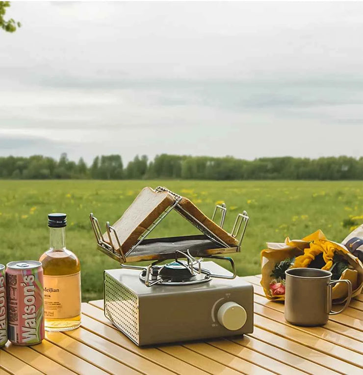 WESTTUNE Outdoor Multi-Purpose Toast Grill Portable Bread Toasters Folding Camping Stove Toaster for Hiking Garden Picnic Beach