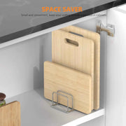 Kitchen Cabinet Organizer, Steel Cookware Holder, Divided Holder with 5 Slots for Skillets Baking Tray and Chopping Board Rack -