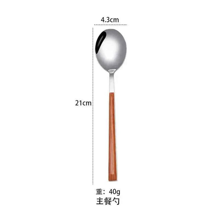 Kitchen Accessories Supplies 3pcs Reusable Wood Stainless Steel Cutlery Forks/spoons/cutlery 4 Kinds of