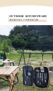 Outdoor Camping Kitchenware 8-Piece Set Comes with A Full Set of Thickened Cookware Storage Kit Cutlery Camping Supplies Tools
