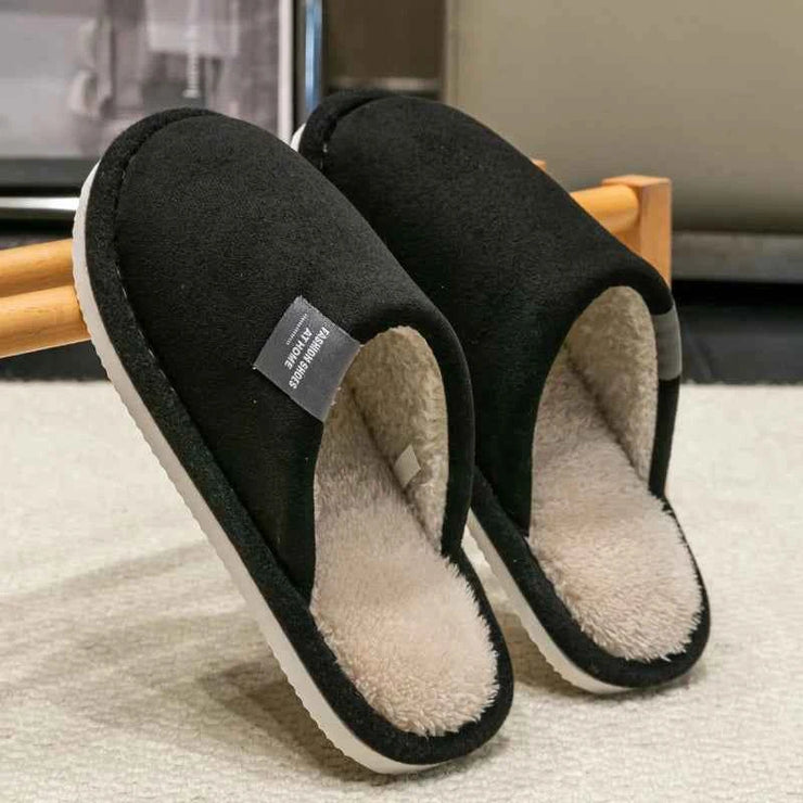 Household Indoor Men's Slippers Autumn and Winter Home Floor for Guests Lightweight Quiet Non-slip Suede Fabric Couple's Shoes