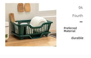 Dish Drying Rack Kitchen Utensils Drainer Rack with Drain Board Countertop Dinnerware Plates Bowls Chopsticks Spoons Organizer
